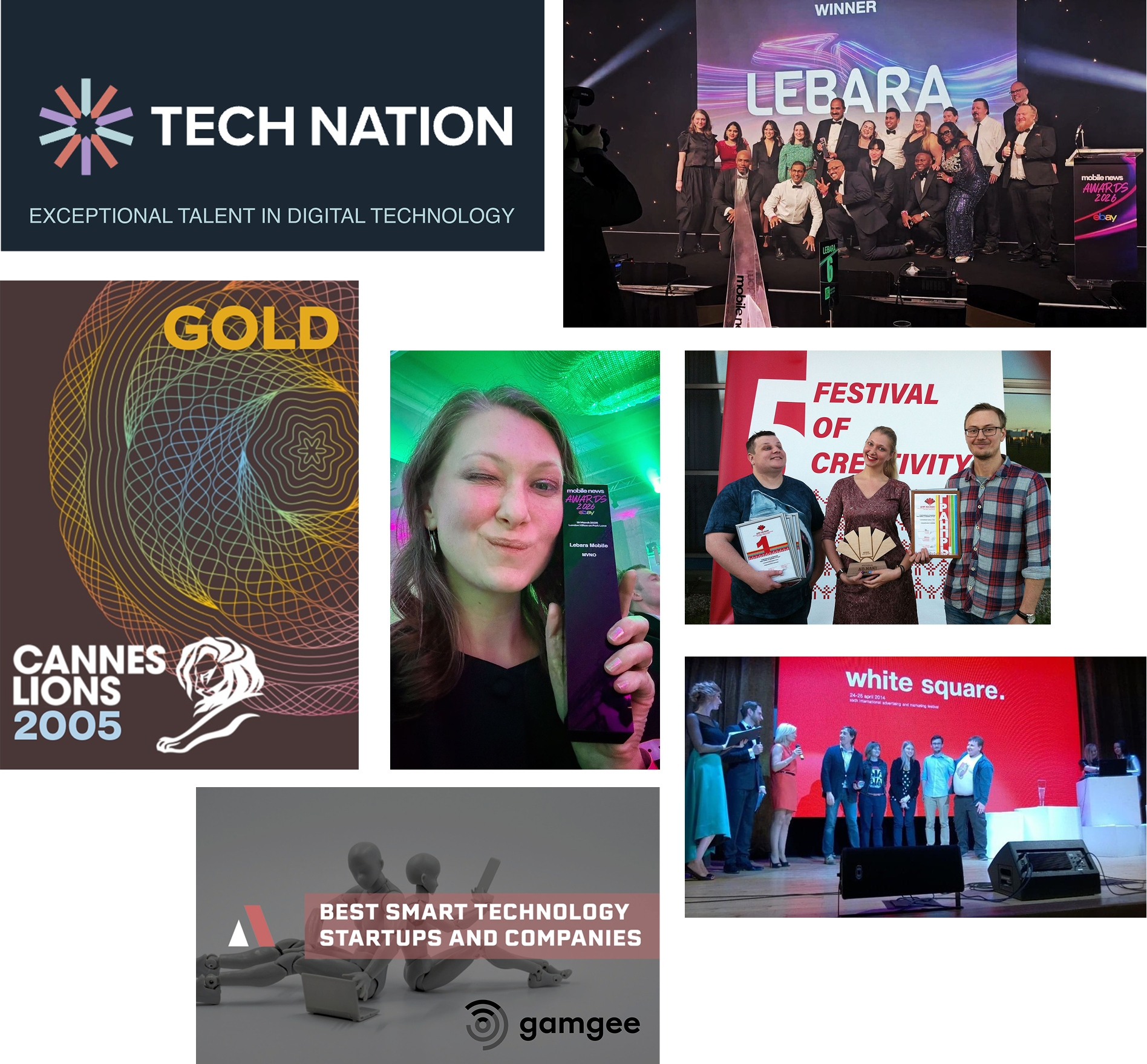 Angelina Severino awards collage including Cannes Lions Gold