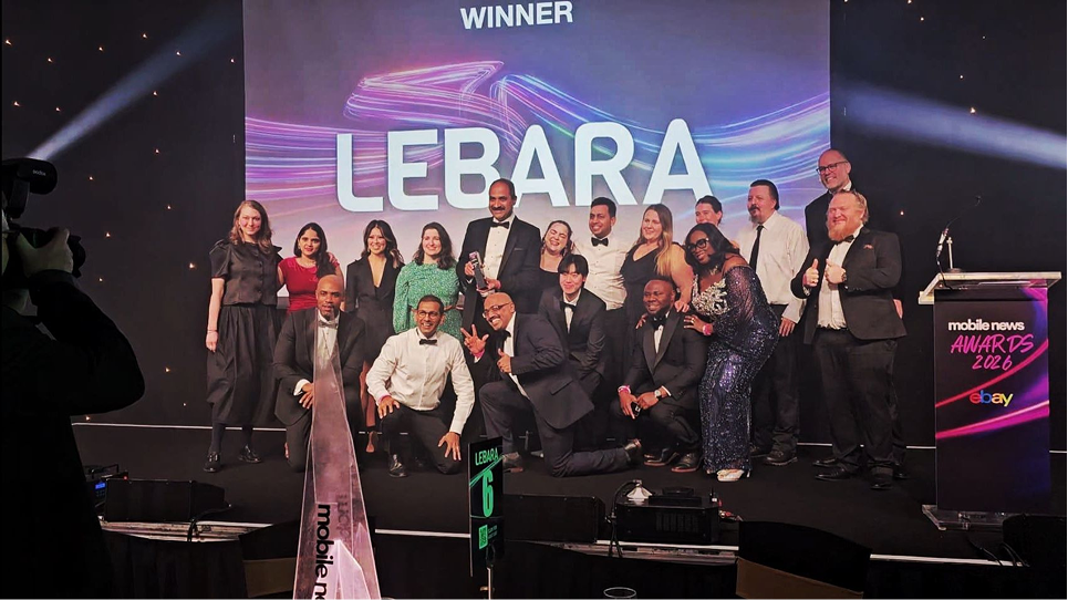 Lebara team receiving a Mobile News Award